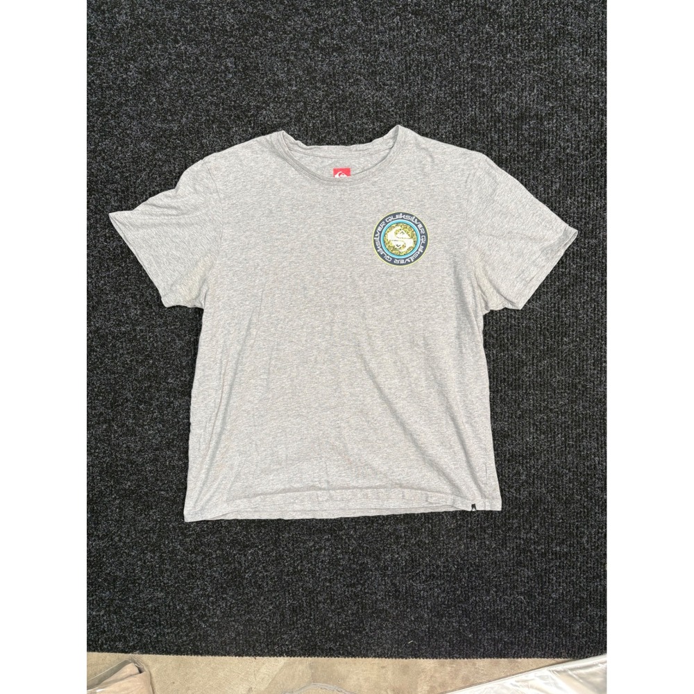 Quiksilver Mens XXL Heather Gray Graphic Logo Short Sleeve Surf T-Shirt